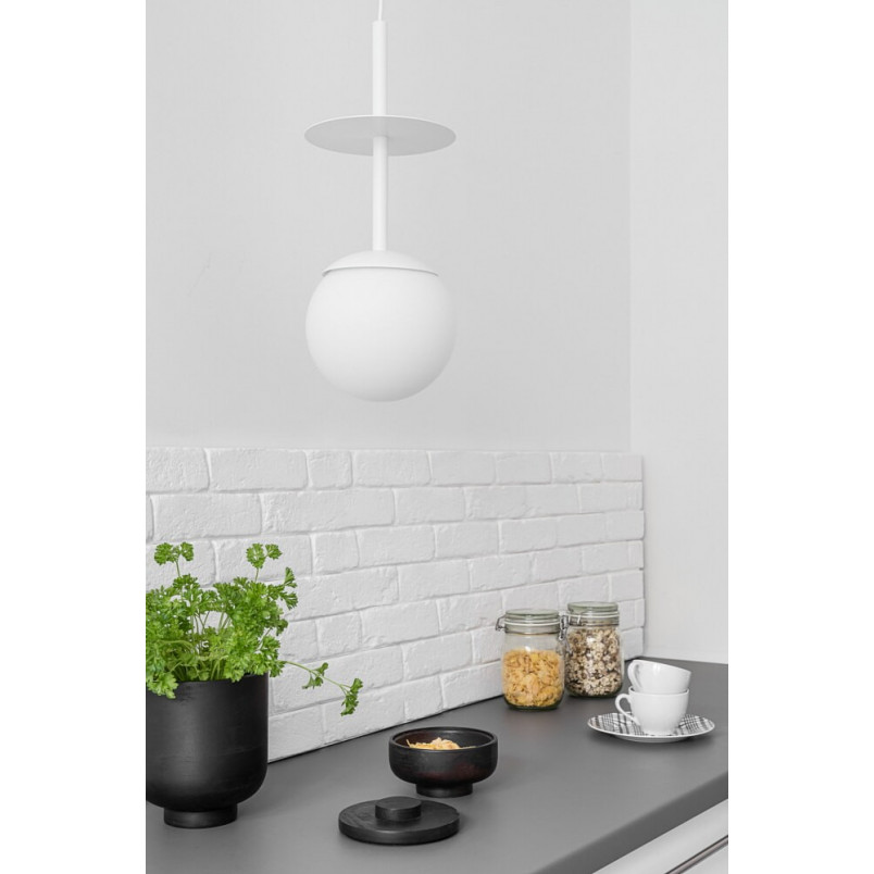 Lampa wisząca szklana kula Plaat 20cm biała Ummo | Kup teraz