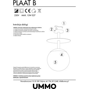 Lampa Sufitowa Kula Plaat B | Czarna i Biała | Ummo