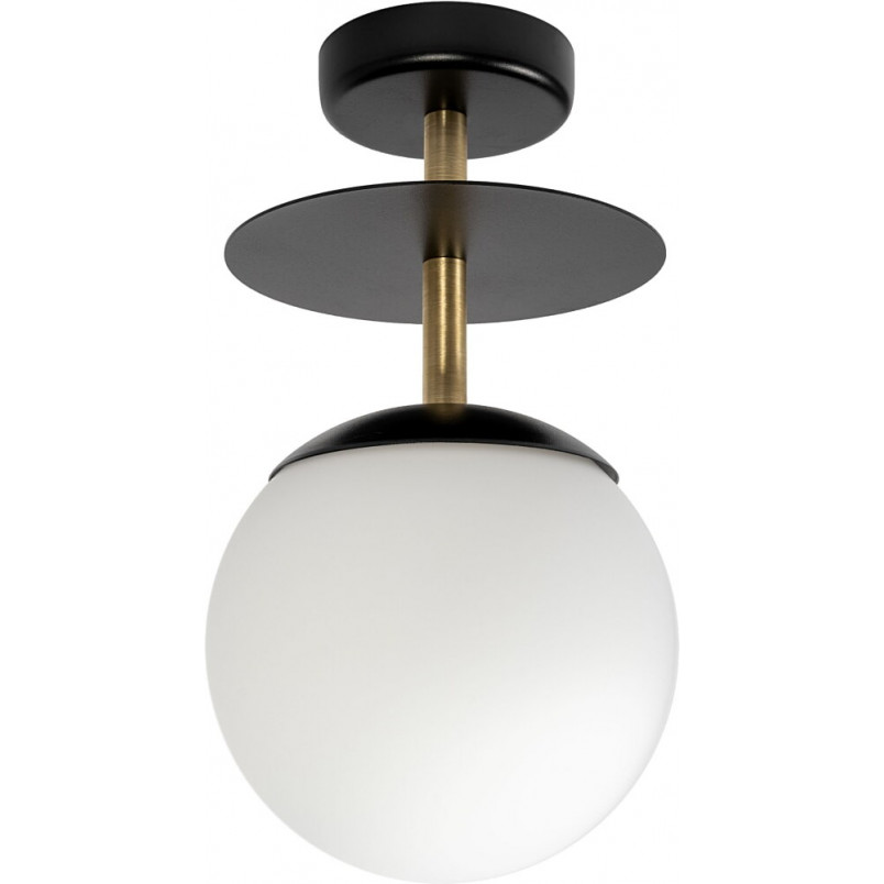 Lampa Sufitowa Kula Plaat B | Szkło, Biały/Czarny/Mosiądz | Ummo