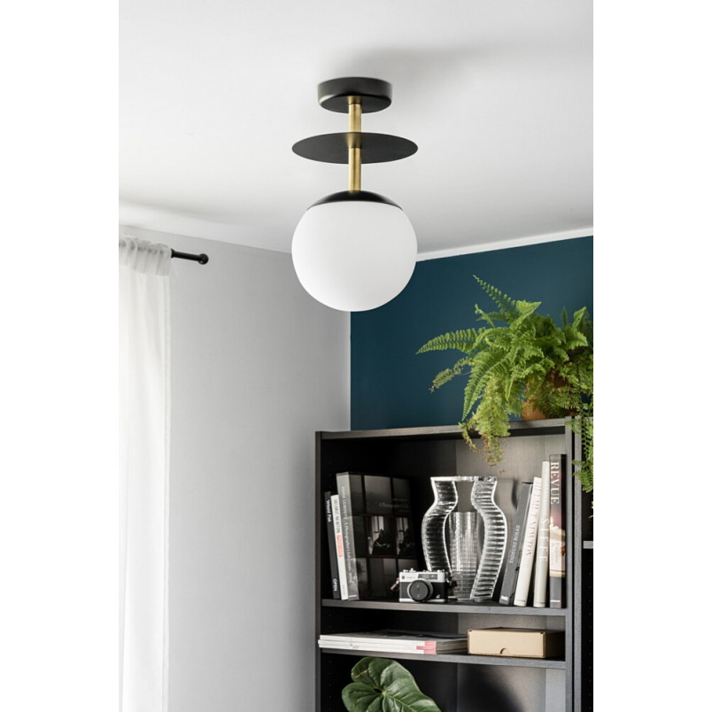 Lampa Sufitowa Kula Plaat B | Szkło, Biały/Czarny/Mosiądz | Ummo