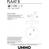 Lampa Sufitowa Kula Plaat B | Szkło, Biały/Czarny/Mosiądz | Ummo