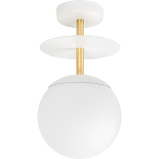 Lampa sufitowa szklana kula Plaat B biało-mosiężny marki Ummo