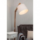 Lampa podłogowa skandynawska Carlyn - Jasne drewno / Biały | Brilliant
