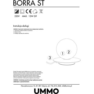 Lampa stołowa szklana kula Ummo Borra - Biało-złota | Sklep