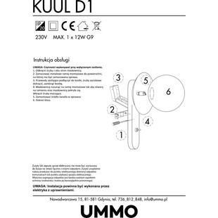 Kinkiet szklany kula biało-czarny Ummo | Kup online