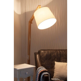Lampa podłogowa skandynawska Carlyn - Jasne drewno / Biały | Brilliant