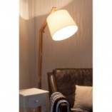 Lampa podłogowa skandynawska Carlyn - Jasne drewno / Biały | Brilliant