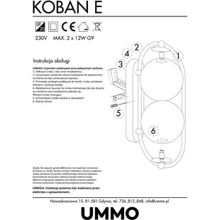 Kinkiet szklany Koban biało-czarny Ummo - Eleganckie oświetlenie
