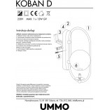 Kinkiet szklany Koban biały Ummo - Eleganckie oświetlenie