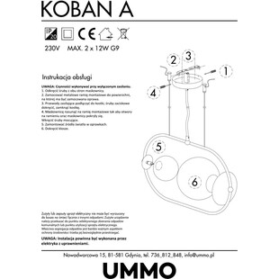 Lampa wisząca Koban - szkło biało-czarne | Ummo