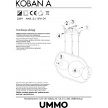Lampa wisząca Koban - szkło biało-czarne | Ummo