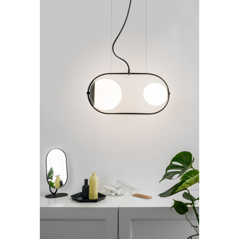 Lampa wisząca Koban - szkło biało-czarne | Ummo