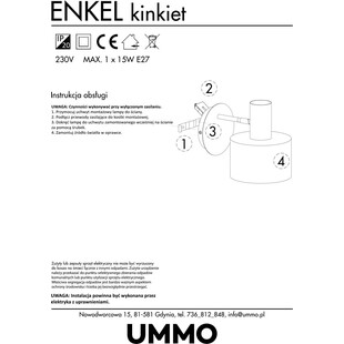 Kinkiet loft Enkel biały Ummo - Skandynawski design