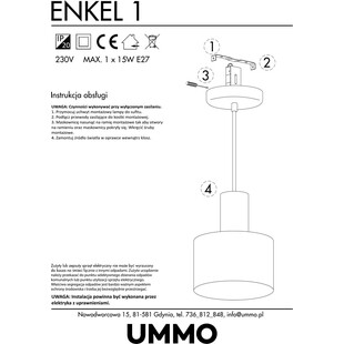 Lampa wisząca loft Enkel czarna - Ummo | Styl industrialny