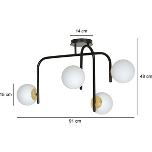 Lampa sufitowa szklane kule Ragnar 4B biało-czarna marki Emibig