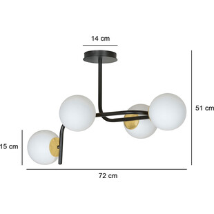 Lampa sufitowa szklane kule Ragnar 4A biało-czarna marki Emibig