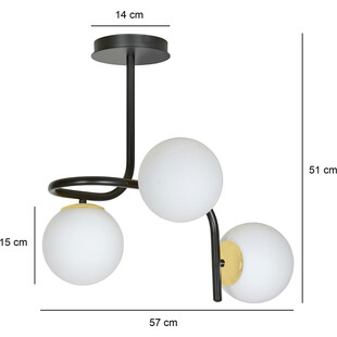 Lampa sufitowa szklane kule Ragnar 3 biało-czarna marki Emibig