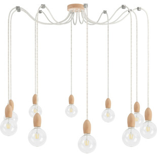 Lampa Wisząca Pająk Drewniana Loft | Kolorowe Kable