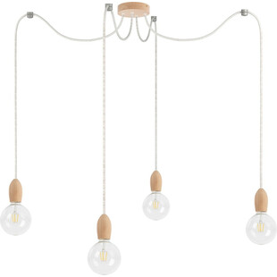 Lampa wisząca "Pająk" Loft Drewno - Kolorowe Kable