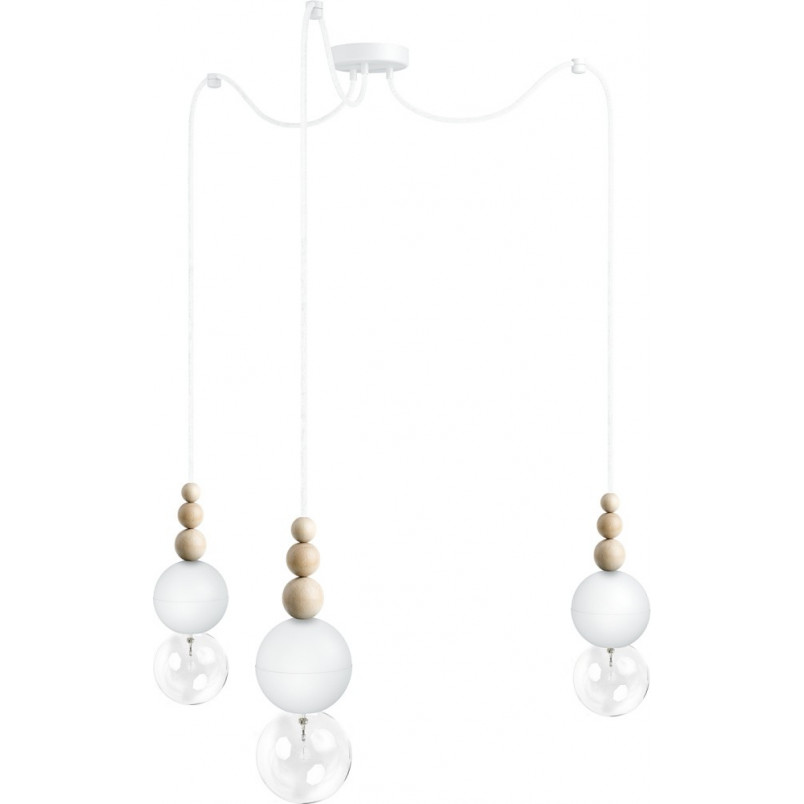Lampa Pająk Loft Bala III | Drewno, Biały | Kolorowe Kable