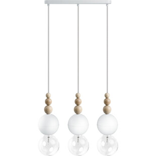 Lampa skandynawska wisząca na listwie Loft Bala III drewno / biały Kolorowe kable