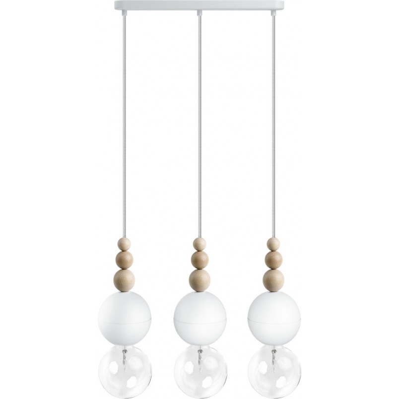 Lampa Wisząca Skandynawska Loft Bala III | Drewno, Biały | Kolorowe Kable