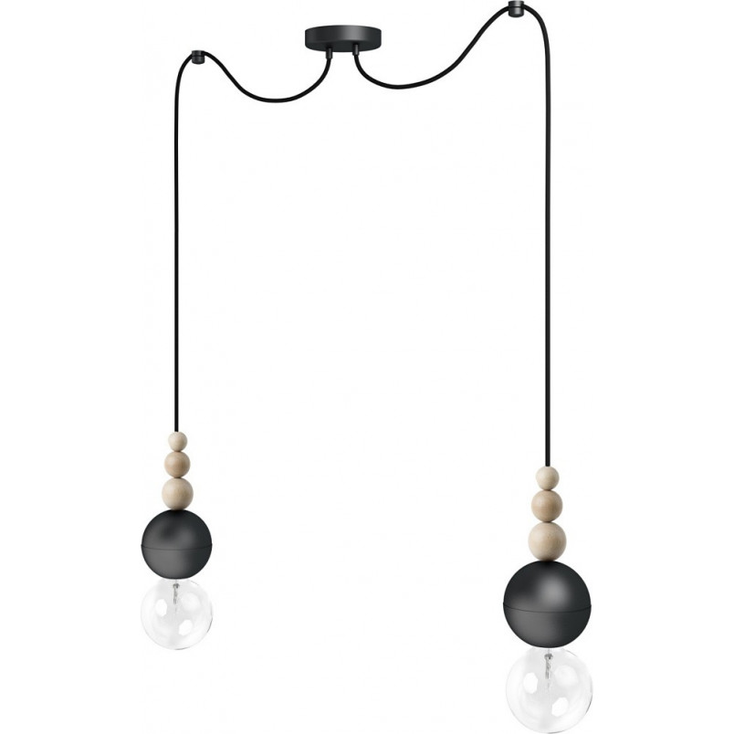 Lampa Wisząca Loft Bala II | Czarna, Metalowa, E27 - Kolorowe Kable