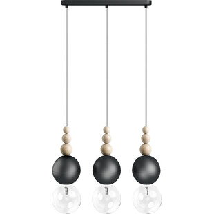 Lampa skandynawska wisząca na listwie Loft Bala III czarny / srebrzysta skała Kolorowe kable