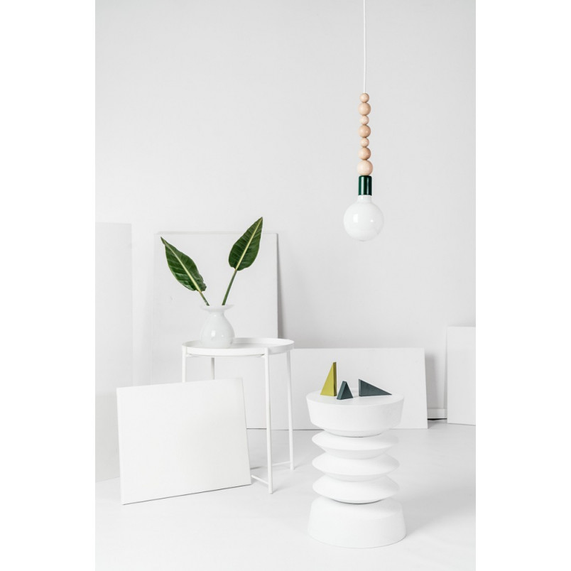 Lampa Wisząca Drewniana Loft Zielona | Kolorowe Kable