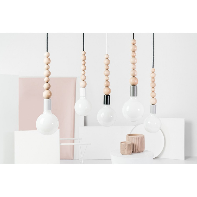 Lampa Wisząca Drewniana Loft Sfarer | Jasnoszary Kolor