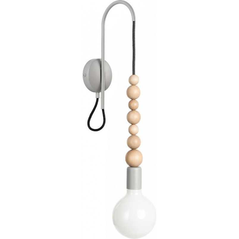 Kinkiet drewniany Loft Sfarer | Szary, drewno, Kolorowe Kable