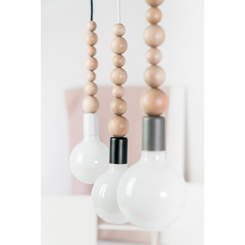 Lampa Wisząca Drewniana Loft Sfarer | Szary | Kolorowe Kable