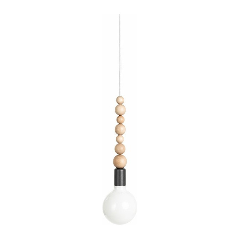 Lampa Drewniana Wisząca Loft Sfarer | Szara, Drewno, E27