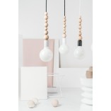 Lampa Wisząca Drewniana Loft Sfarer | Biały, Drewno, E27