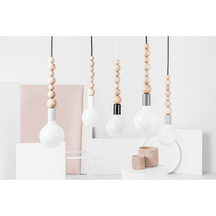 Lampa Wisząca Drewniana Loft Sfarer | Biały, Drewno, E27