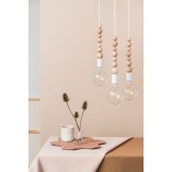 Lampa Wisząca Drewniana Loft Sfarer | Biały, Drewno, E27
