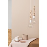 Lampa Wisząca Drewniana Loft Sfarer | Biały, Drewno, E27