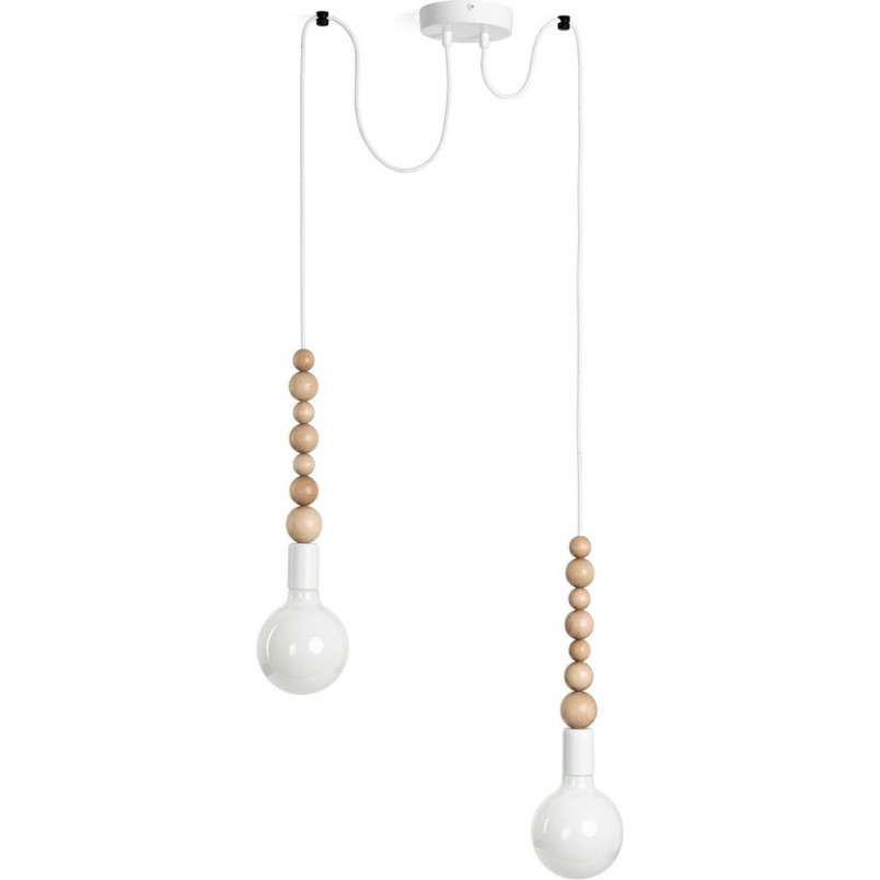 Lampa Drewniana Wisząca "Pająk" Loft Sfarer II - Biała | Kolorowe Kable