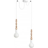 Lampa Drewniana Wisząca "Pająk" Loft Sfarer II - Biała | Kolorowe Kable