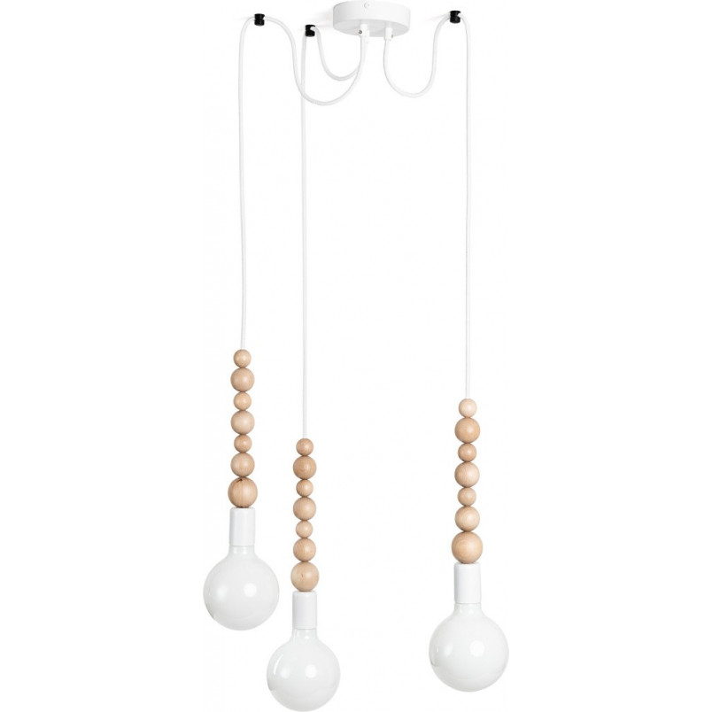 Lampa wisząca "Pająk" Loft Sfarer III - Drewno, Biały | Kolorowe Kable