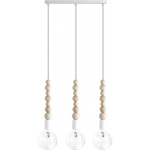 Lampa Wisząca Drewniana Loft Sfarer III - Biały / Biała Perła