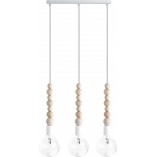 Lampa Wisząca Drewniana Loft Sfarer III - Biały / Biała Perła