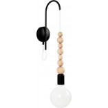 Kinkiet Loft Drewniany Czarny Kolorowe Kable - Kolorowe Kable