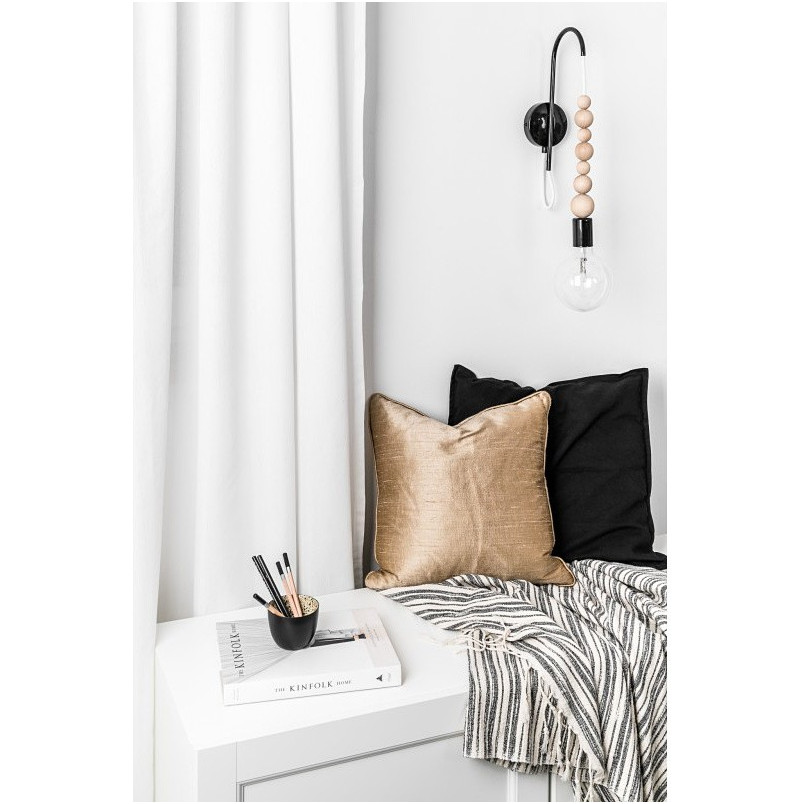 Kinkiet Loft Drewniany Czarny Kolorowe Kable - Kolorowe Kable