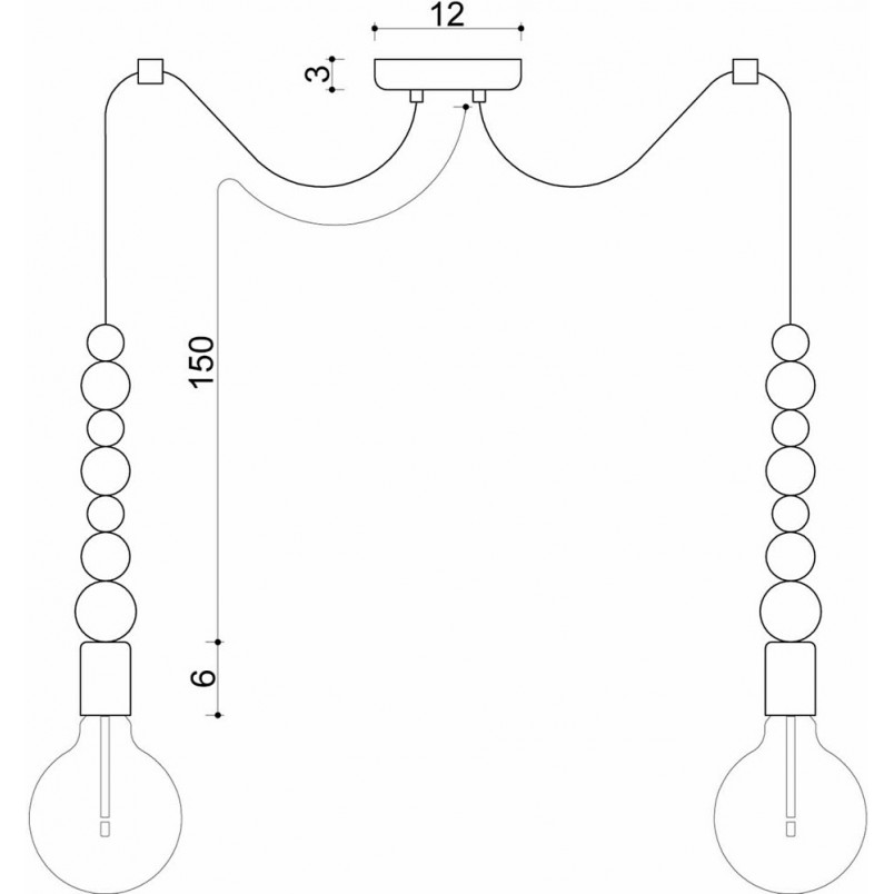 Lampa Wisząca "Pająk" Loft Sfarer II | Czarna, Drewno | Kolorowe Kable