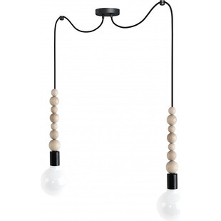 Lampa Wisząca "Pająk" Loft Sfarer II | Czarna, Drewno | Kolorowe Kable