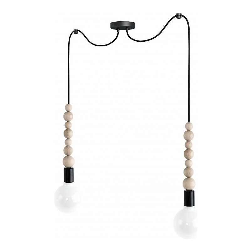 Lampa Wisząca "Pająk" Loft Sfarer II | Czarna, Drewno | Kolorowe Kable