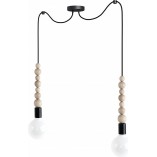 Lampa Wisząca "Pająk" Loft Sfarer II | Czarna, Drewno | Kolorowe Kable