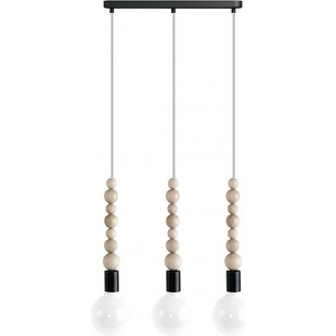 Lampa Wisząca Loft Sfarer III | Czarna, Drewniana, 3xE27