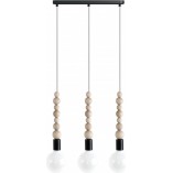 Lampa Wisząca Loft Sfarer III | Czarna, Drewniana, 3xE27